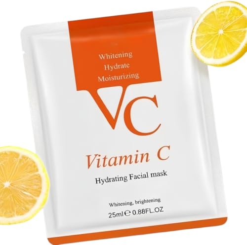 Vitamin C Face Mask-10pcs x25ml VC Hydrating Facial Mask, Moisturizing Brightening, Hydration Nourishing Daily Skin Care