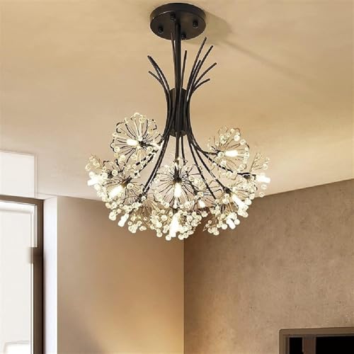 Plafonnier LED cristal luxe fleur salle à manger