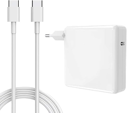 Cargador de 61W Compatible con Mac Book Pro Air, Cargador USB Tipo C de 61W para Mac Book 2016 2017 2018 2019 2020 Pro o Air y Otros teléfonos Almohadillas portátiles de Tipo C