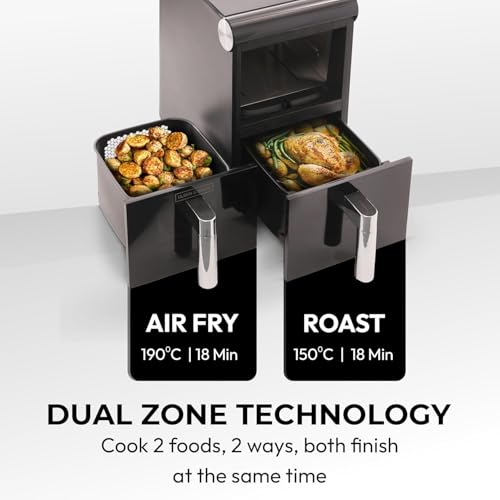 Olsen & Smith 11L Vertical Dual Stack Air Fryer with Two 5.5L Baskets, Viewing Windows, Compact Space-Saving Design, Digital Display, Touch Controls, Dual Cook Functions, 13 Pre-Sets, Black - Image 7