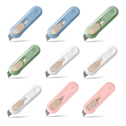 Image of 9 PSC Box Cutter,Retractable Box Opener, Package Opener, Easy Slide Retractable Cute Utility Knife For Opening Daily Express Boxes, Envelopes, Packages, Paper tapes and more (9 PSC Box Cutter)