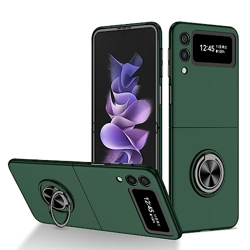 Coque Samsung Galaxy Z Flip 3 rigide verte avec support magnétique et anneau
