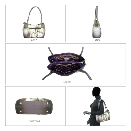 Sac à double compartiment en cuir véritable Anuschka pour vos sorties quotidiennes