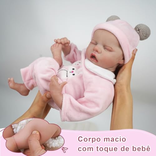Bebê Reborn Boneca de Silicone Menina Realista Pintada 48cm Original (Coelho Menina)