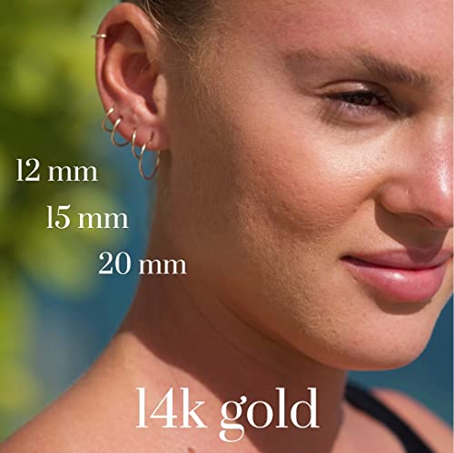 14k Real Gold Thin Hoop Earrings | Hoops Gold Hoop Earrings for Women Tiny Dainty 14 Karat Small Earring Hoops Mini Hugging Petite 14 Carat Wire Endless Skinny Earings Huggies Jewelry | Handmade in FL4