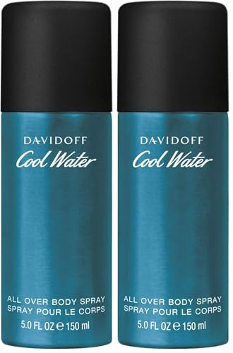 DAVIDOFF Cool Water Man Deodorant Natural Spray, All Over Body Spray, aromatisch-frischer Herrenduft, 150ml (Packung mit 2)