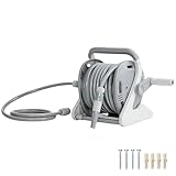 Outsunny Enrouleur Tuyau Arrosage Mural 20+2 m x Ø 15 mm, Dévidoir de Tuyaux d'Eau Portabl...