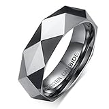 Anchura:6MM,Peso:7.6g. Onefeart Tungsteno Anillo Hombres Estilo Clásico Corte de Rombos Tungsteno Carbide Anillo Alto Pulido 6MM Plata 20