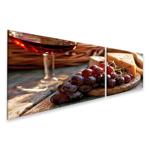 Tableau sur toile vin et fromage pour habiller un mur vide de salle à manger en deux pièces