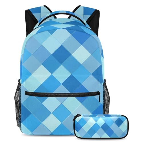 Ensemble de cartables enfants Art Mosaic bleu ciel grand sac à dos durable