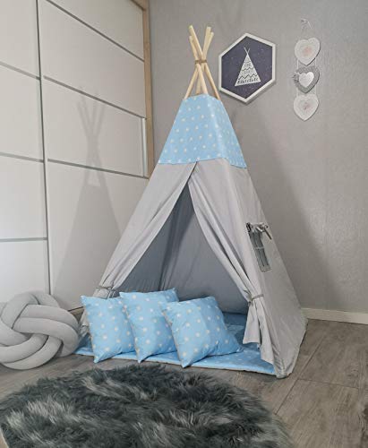 Tipoo tipi-tent speeltent katoenen kindertent met 3 kussenmatras, stabiele tent voor een meisje en een meisje voor thuis en in de tuin - Afbeelding 3