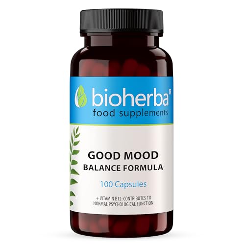 GOOD MOOD – Hipérico y Valeriana | 100 Cápsulas Bioherba | Fórmula natural con vitamina B9 y B12 para el equilibrio emocional y el bienestar diario