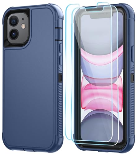 Image of SunStory Compatible with iPhone 11 Case with HD Screen Protector, 3-Layer Heavy Duty Full-Body Cover,3 in 1 Hybrid Protective Case for iPhone 11 6.1 inch,Blue