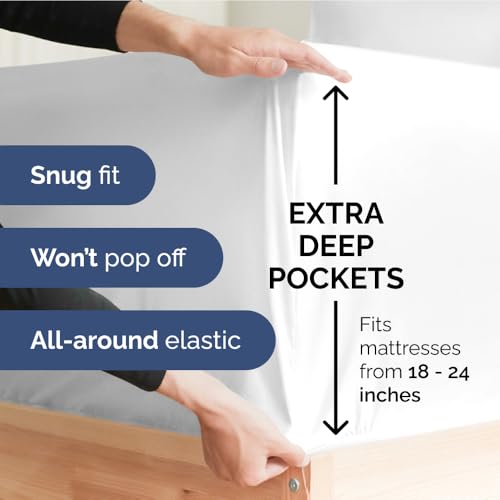 Cgk Unlimited 21INCHFITTEDKINGWHITE Extra Deep King Fitted Sheet thumb #1