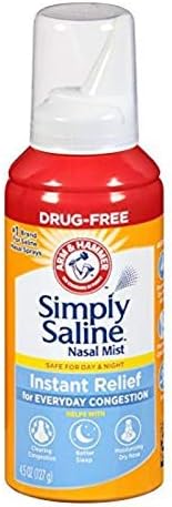 Simply Saline Alivio instantáneo para la congestión diaria de niebla nasal 4.25 oz (paquete de 12)