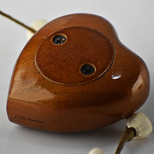 Herzförmige Holzurne für menschliche Asche | Gedenkurne Box | Handbemaltes, biologisch abbaubares Andenken für Beerdigung oder Beerdigung | Holz-Asche Schatulle für Haustiere, braun glänzend