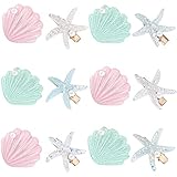 12 Pieces Shell Pearl Starfish Hair Clip Artificial Seashell Star Hair Clips Acrylic Resin Princess Hairpins for Women Girls Beach Wedding Hairstyle Tool Headwear Accessories
