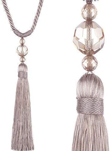 One Pair Of Jones Interiors Taupe Pixi Rope Tassel Designer Curtain Tie Backs