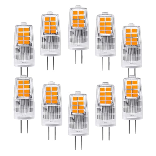 OUGEER Pack de 10 Bombillas LED de Bajo Consumo G4 3W,30 SMD 2835,luz Blanca Cálida 3000K, 300 LM AC220 240V, Bombillas LED Lámparas G4