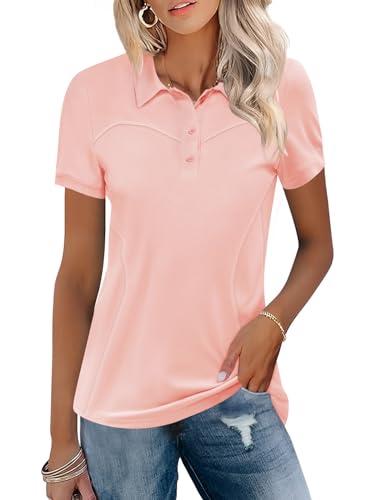 TFSDOD Camiseta feminina de golfe com gola de manga curta, leve, com absorção de umidade, polo casua