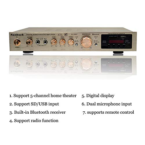 fantaxi Amplificador de potência de áudio portátil BT 5 canais Amp de alto-falante de computador mul