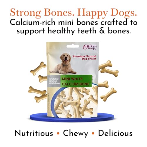 Image of O'Dog Premium Natual Dog Treat Mini White Calcium Bone for Puppies and Dogs Treat, Dog Snacks for Pets, Dog Biscuit (100g)