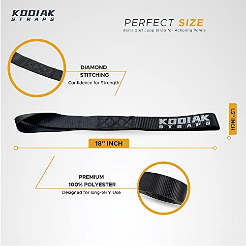 image for Soft Loop Tie Down Straps - 1.5 x 18 inches- 10,000 lb Load Capacity -