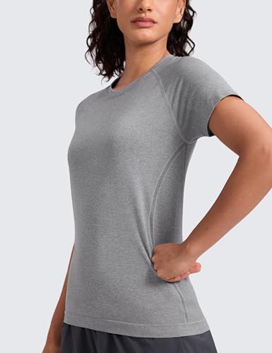 Image of CRZ YOGA Seamless T-Shirt Hip Length | Training, Chafe-Free, Slim Fit, Raglan Sleeves, Mesh Vents, Workout, Short Sleeve Tops for Women