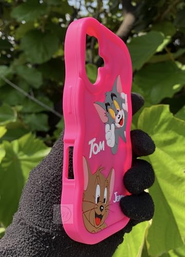 Image of MIDOS Back Cover Compatible with iPhone 16 Soft Silicone 3D Cute Cartoon Full Protective Case for iPhone 16 (Hot Pink)