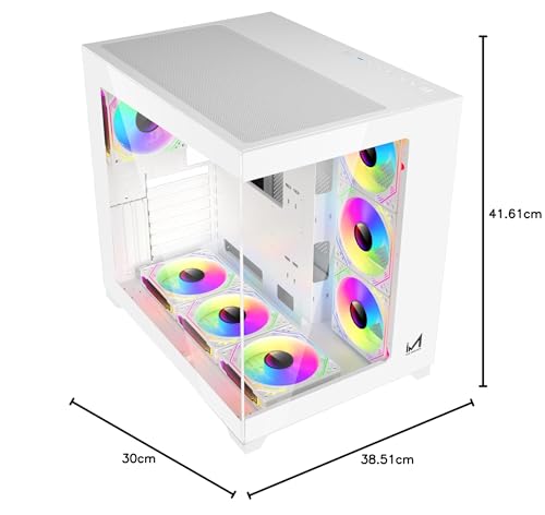 Image of Dynamite XL PRO Mid-Tower Computer Case /Gaming Cabinet (7 Infinity Argb Fans) | Support EATX,ATX, Micro-ATX, Mini-ITX | Pre-Installed 3 Side Fans,1 Rear Fan & 3 Bottom Fans (White)