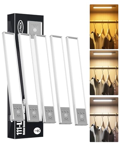SZOKLED Under Cabinet Lighting Motion Sensor, 111-LED Magnetic Wireless Closet Lights with Timer & Dimmable & 3 Color Temperatures for Kitchen, Counter, Stairs (5 Pack)