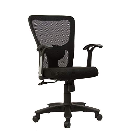 AMPLE SEATING’S Jazz Medium Back Mesh Home & Office Ergonomic Chair with Single Locking synchronous Mechanism & Fixed Fibre Armrest (Black)