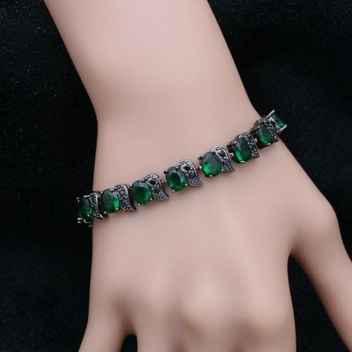 Image of LMXXVJ Fashion Tennis Bracelet Created Emerald White Gold Plated Charm Bracelet Gifts Jewelry for Women
