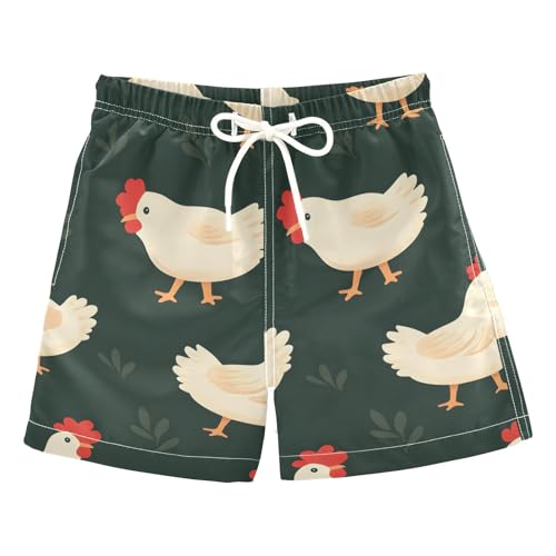 OREZI Boys Swim Trunk Shorts Farm Chicken Seamless Bathing Suit