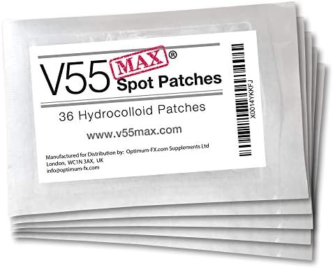 V55 Max Spot Repair Patch Hydrocolloid Patches Targeted Defence Against Spots Pimples Blemishes Blackheads Also Safe and Suitable for those Prone to Acne 180 Gel Dots per 5 Pack