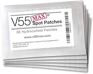 V55 Max Spot Repair Patch Hydrocolloid Patches Targeted Defence Against Spots Pimples Blemishes Blackheads Also Safe and Suitable for those Prone to Acne 180 Gel Dots per 5 Pack