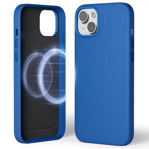 MOFT Designed for iPhone 15 Plus Case, MOVAS Vegan Leather Soft & Smooth & Anti-Scratch Protective Phone Case, Compatible with MagSafe, Fine Fiber Lining, Lifted Camera Ring Magnetic Case, S