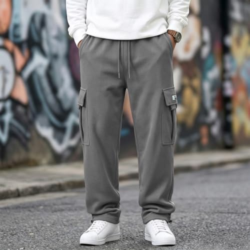 Cargo Sweatpants Men Wide Leg Fleece Plus Size Big and Tall Sweatpants — view 6