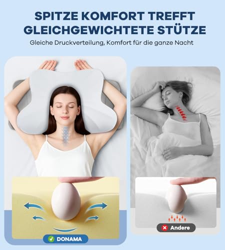 DONAMA Memory Foam Kissen ergonomisches Nackenkissen Kopfkissen Seitenschläferkissen für Seiten, Rücken & Bauchschläfer