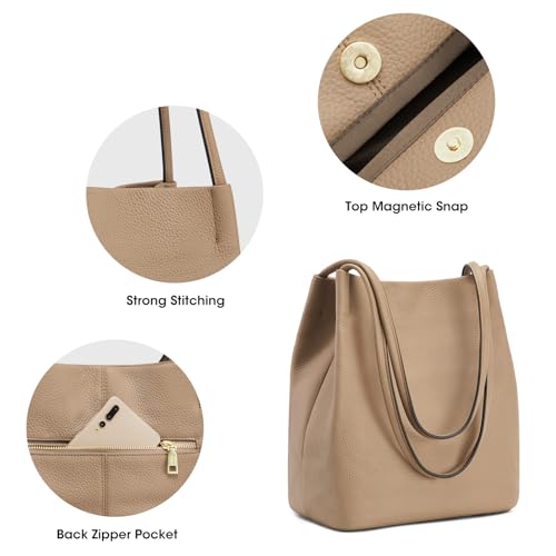 Image of Kattee Women Soft Genuine Leather Totes Shoulder Bag Purses and Handbags with Top Magnetic Snap Closure
