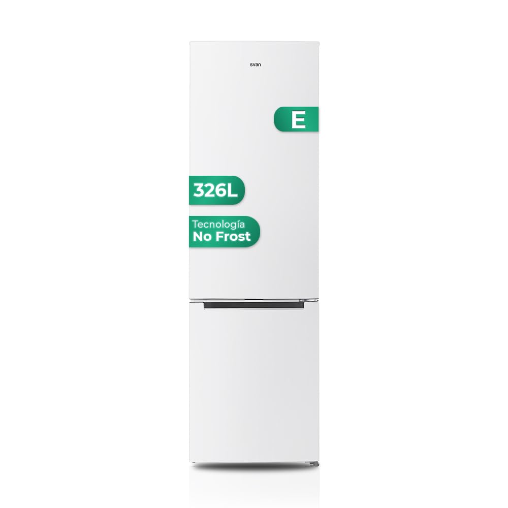 Svan Frigorífico Combi 2 Puertas Blanco SC2602ENF. Capacidad 326 Litros, No Frost, Multi AirFlow, Puerta Reversible, Bajo Nivel Sonoro, Eficiencia Energética Clase E
