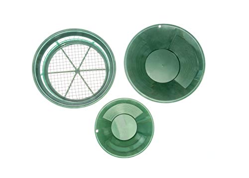 Se Gold Panning Mining Accessories Kit - Includes 10" 14" Gold Pans, 1/2" Sifting Screen, 2 Gold Vials, Snuffer Bottle, Tweezers, 7 Pieces #TOP1