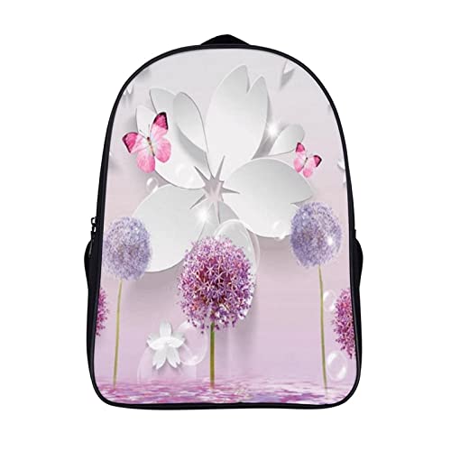 Sac à dos d'école collège pissenlit fleur 3D pour hommes femmes
