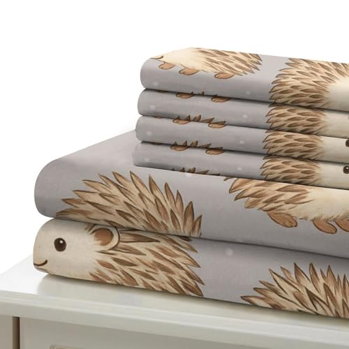 Parure de lit herissons mignons single 135x200 microfbre