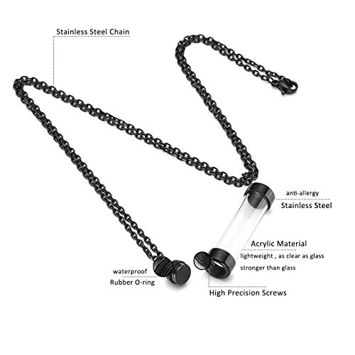 Zysta Personalized Engraving Acrylic Cylinder Urn Necklaces for Ashes Clear Glass Tube Vial Creamation Necklace Custom Ash Urns Locket Pendant Keepsake Memorial Jewelry2