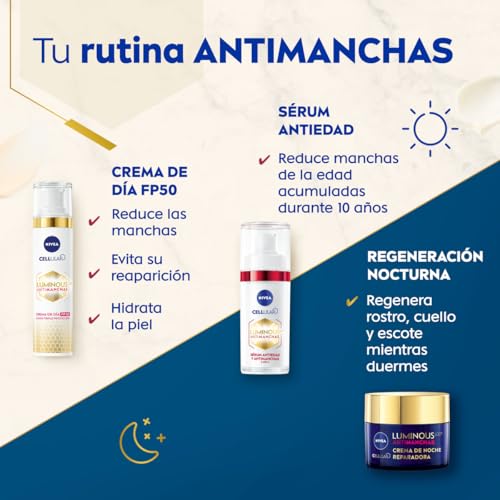 NIVEA Cellular Luminous630 Set Antimanchas Crema FP50 40ml y Sérum 30ml 6