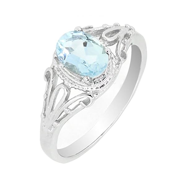 BL Jewelry Filigree Sterling Silver Oval Cut Natural Aquamarine Ring (3/4 CT.T.W) in Vintage Style (6)