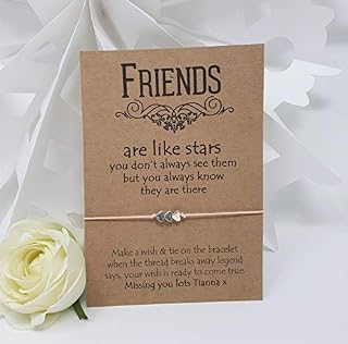 Wish Bracelet Card String Charm Friends are Like Stars Friendship Inspirational (Cream/Ivory)