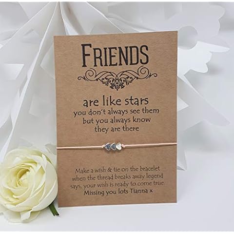 Treasured Forever Wish Bracelet Card String Charm Friends are Like Stars Friendship Inspirational (Kraft/Brown) Cover