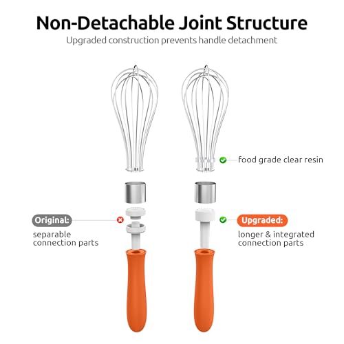 Image of U-Taste Wire Whisk for Cooking, 18 /10 Stainless Steel Balloon Wisk,S /Orange